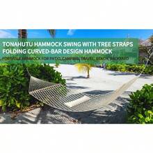 Hamacas de 13 pies hamaca tradicional de cuerda de algodón tejida a mano con cadenas de extensión gratuitas para patio interior al aire última intervensión patio 450 LSB capacidad para - natural - Ver 2