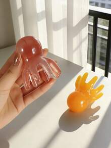 1 pieza Peine de masaje de pulpo de 8 púas, con dientes lisos y redondeados en amarillo, verde y naranja, masaje suave para aliviar el cuero cabelludo, portátil para usar en casa, viajes y regalos - Peine de pulpo - Ver 8
