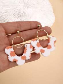 一对手工制作的软陶云朵撞色U型吊坠耳环，独特设计，适合女性佩戴，可用于度假、派对和日常佩戴。 - 彩色 - 查看 7