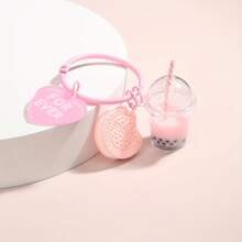 Cute Keychain Ice Cream Bubble Tea Cookie Pink Keychain - E6179 - View 2