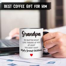1pc 11oz White Ceramic Mug, Printed With "Grandma" Text, 325ml Capacity, Microwave & Dishwasher , Suitable For Father's Day, Birthday, Mother's Day, Double-Sided Printing, Reusable - 1971 Black Cup - 55 - View 4