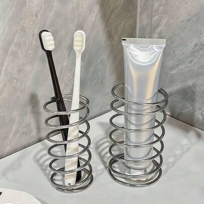 1 chiếc hộp đựng bàn chải đánh răng bằng kim loại tối giản dùng trong phòng tắm, hộp đựng đồ để bàn, giá đựng cọ trang điểm, cốc đựng bút rỗng, hộp đựng đồ trên mặt bàn phòng tắm, phụ kiện trang trí nhà bếp.