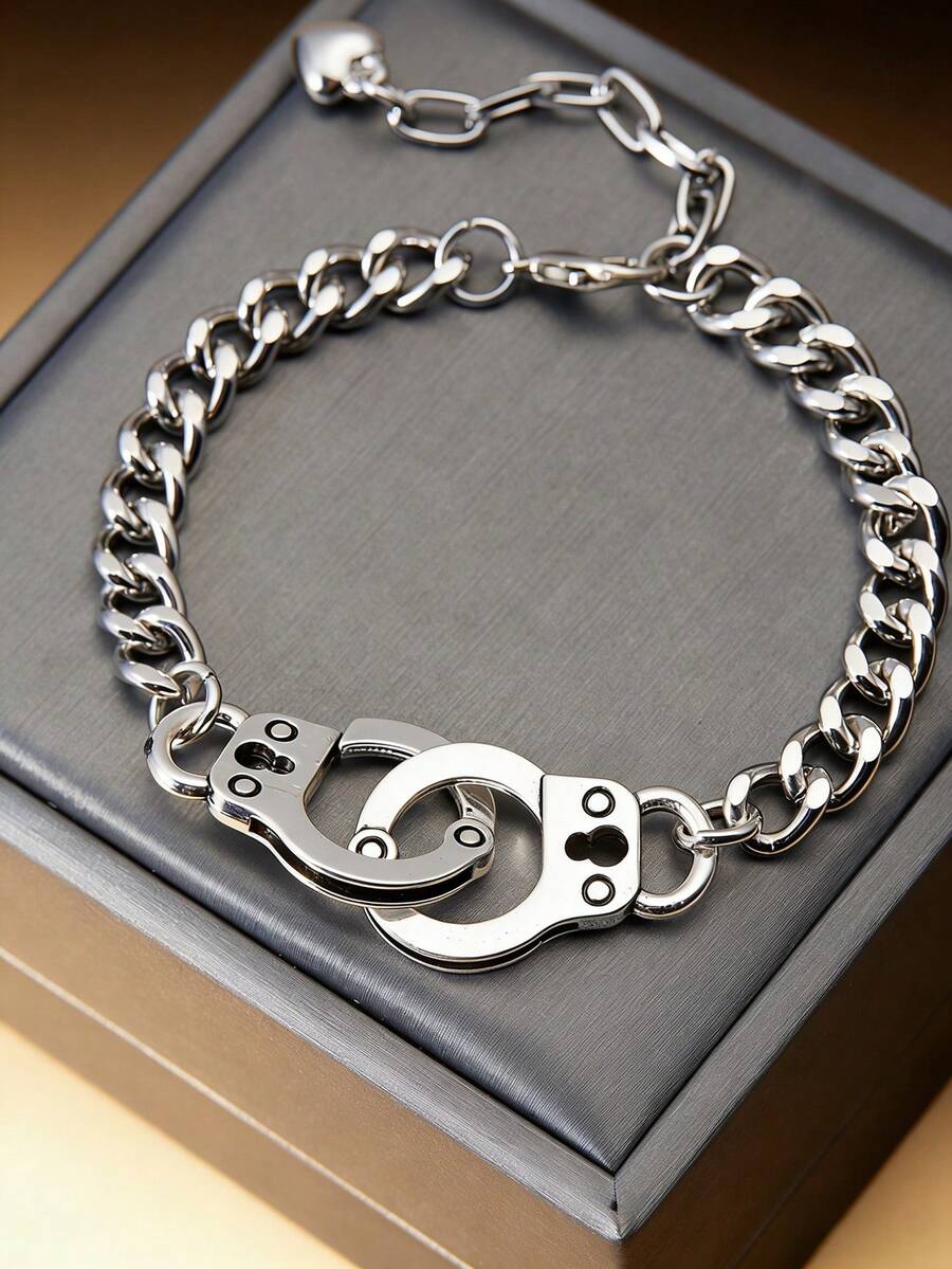 1件装时尚女士粗链手铐手链，男女皆宜朋克/嘻哈风格，情侣珠宝礼物 - 手銬手鍊 - 查看 1