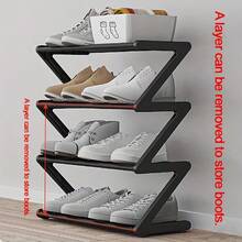 Z-Shaped Foldable Shoe Rack, Multi-Layer Storage Organizer With Non-Woven Fabric & Stainless Steel Tubes, Easy Assembly Space-Saving Floor Standing Shoe Shelf For Entryway, Hallway, Closet & Bedroom, High Capacity Home Storage Solution In Black, Pink - 粉紅色禮物 - 查看 4