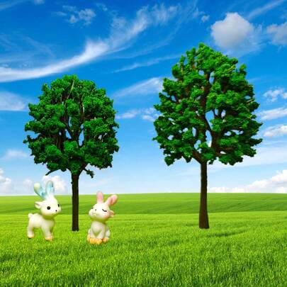 20pcs(0.98in 5pcs+1.38in 5pcs+1.77in 5pcs+2.16in 5pcs) Assorted Plastic Model Trees, Landscape Scenery For Railway Model, Architecture Model, Miniature Model, Model Kit (Random Style)