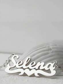 1pc Customized Stainless Steel Love Name Pendant Necklace, Customized Name Nk Chain Jewelry, Perfect Gift, Suitable For Daily Wear Christmas Gift - Multicolor - View 4