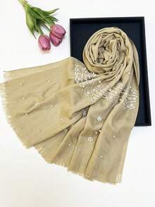 1 chiếc khăn choàng/khăn quàng cổ thời trang nữ thêu đính cườm, thích hợp để mặc hàng ngày. - Nhiều màu - Xem 15