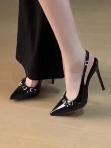 French Pointed Toe High Heel Shoes, Non-Fatiguing Black Closed Toe Sandals, Sexy Red Bottom Gorgeous Pumps - Brown - View 2