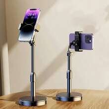 Adjustable Rotatable Universal Smartphone Stand, Suitable For Manicure Photography, Ergonomic Design, Plastic Material, Stable Base, Modern Minimalist Style, Applicable For Home, Office And Travel. Multifunctional Desktop Stand For Photography, Live Streaming And Viewing. Compatible With IPhone - Black - View 6