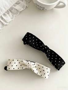2pcs/Set Girls Polka Dot Bow Banana Hair Clips, Cute Minimalist Twist Hair Accessories - Multicolor - View 6