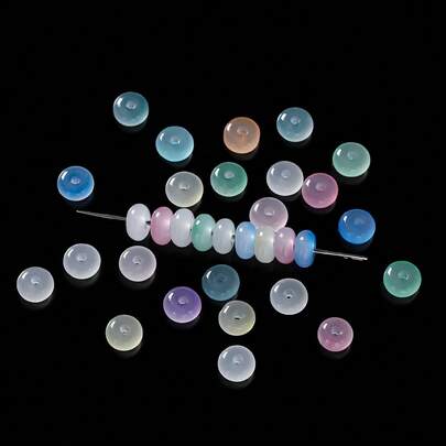 3*6毫米玻璃算盘珠扁平圆珠糖果色系列散珠孔径1.3毫米DIY儿童串珠工艺材料