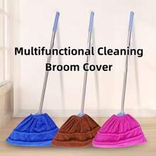 4pcs Mop Socks Broom Cloth Cover With Elastic Bands, Washable Broom Pads Baseboard Cleaner Tool, Multi-Purpose Reusable Mopping Cloth Replacement, Suitable For Pet Hair, Dust, Stains, Windows - A - Xem 2