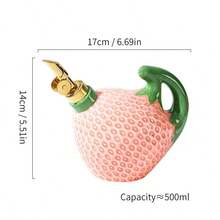 釉下彩陶瓷草莓油壶 & 珍珠梨形油壶，带可拆卸壶嘴，防漏酱料/醋瓶，适用于厨房、餐厅、酒店调味罐 - 彩色 - 查看 15