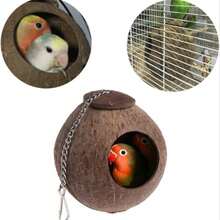 1pc Natural Coconut Shell Bird House, Breathable And Dry Pet Nest Made Of Material - View 10