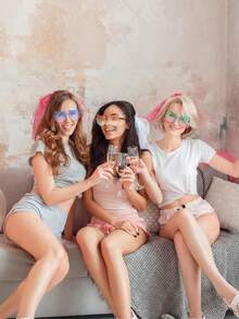 6pcs Cat Shaped Party Glasses, Funny Eyeglasses For Adults, Carnival Accessories Suitable For Carnival, Pool Party, Gift, Party, Wedding, Bachelorette Party, Music Festival, Masquerade Photo Props - Multicolor - View 7