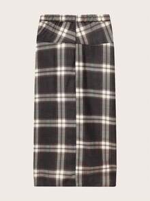 不对称格纹休闲半身裙，春夏款 - 彩色 - 查看 2