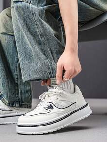 男士时尚百搭休闲厚底运动鞋 - 白色 - 查看 5