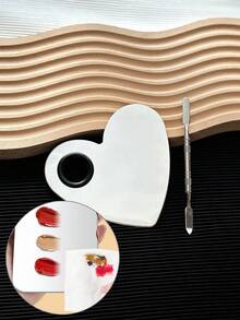 Two-Piece Stainless Steel Nail Polish Palette Set, Makeup Palette, Easy-To-Clean Makeup Palette, Cosmetic Pigment Mixing Tools - Silver - View 4