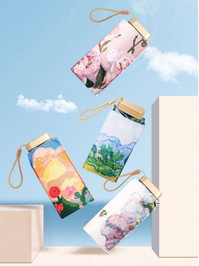 Multicolor Mini Painting Umbrella, Compact Dual-Use Sunshade & Rain Umbrella, Lightweight Portable UV Protection