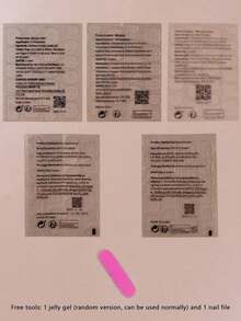 24pcs French Stiletto Nail Kit - Nude And White, Short Square Acrylic False Nails With Jelly Stickers, Easy To Apply - Suitable For Office And Casual Occasions.Nail Art Supplies, Nail Stickers. - 多色 2 - 查看 7