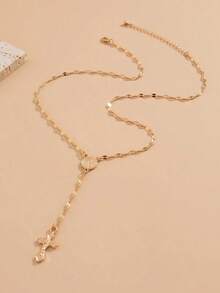 1pc Fashionable Elegant Virgin Mary Embossed Y-Shape Long Necklace, Vintage Religious Cross Pendant Sweater Chain For Women, Suitable For Daily Wear And Gatherings - Bạc - Xem 4