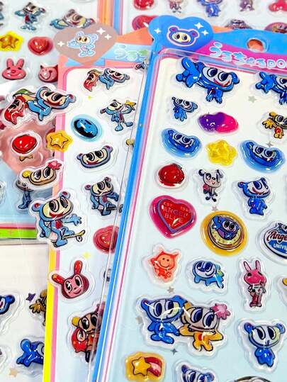 可爱卡通水晶浮雕装饰贴纸，闪亮贴纸，适用于节日礼物、电脑装饰贴纸、桌面装饰贴纸、办公室装饰贴纸，多功能可爱装饰贴纸