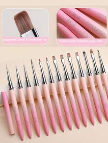 1pc Pink Gradient Handle Nail Drawing Brushes For Manicure Lines Painting Gradient UV GEL Extension Builder Drawing Pen - Multicolor - View 3