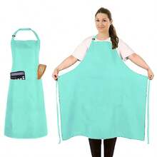 1 chiếc tạp dề dài 89cm cỡ lớn, nhẹ, mỏng và thoáng khí, có túi - Tạp dề nấu ăn bằng polyester bền chắc cho Lễ Tạ ơn và các ngày lễ, thiết kế yếm dài, màu trơn, tạp dề đa năng | Tạp dề yếm dài | Vật dụng nhà bếp tiện dụng - màu đen - Xem 10