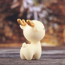 1pc Mini Christmas Reindeer Statue, European And American Style Jade Deer Resin Figurine, Indoor Christmas Decor For Fireplace, Party Table, Shelves - Multicolor - View 9