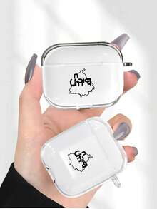 Travel 1pc Map Pattern Transparent Earphone Case, Fashionable And Versatile, Compatible With Airpods 2/3/4/Pro/Pro2/Pro3, Suitable As Birthday Or Holiday Gift For Family And Friends - Clear - View 3