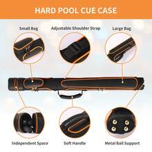 1pc Rigid Billiard Cue Case, Fits 1 Complete 2-Piece Cue, With 2 Zipper Pockets, Soft Shoulder Strap Handle, Water-Resistant Microfiber Leather Billiard Cue Bag, Unisex Billiard Accessories - Orange - View 4