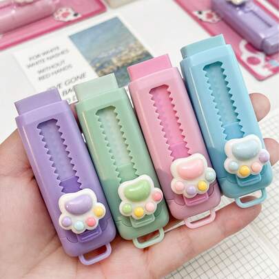 1pc Cute Cat Paw Decor Eraser In Blister Card, Suitable As Valentine's Day Gift, Student Stationery, School Supplies, Classroom Rewards, Back To School Essential
