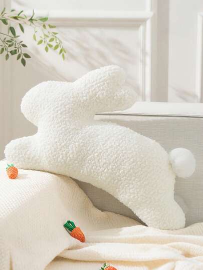 1个复活节兔子造型毛绒抱枕，柔软蓬松的兔子靠垫，复活节装饰枕，毛绒面料，卧室节日家居装饰，沙发客厅床边复活节装饰，靠垫，家居装饰，房间装饰，日常派对礼物，复活节礼物