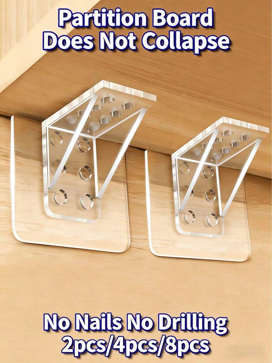 2/4/8pcs No Drill Large Shelf Brackets