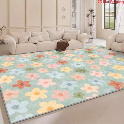 1件春夏主题小碎花图案，清新优雅，色彩缤纷的花朵，简约风格，适用于客厅、室内空间、卧室、办公室、餐厅、游戏室、阳台、人流密集区域、咖啡厅、地板、沙发、咖啡桌、厨房、户外、家具、房间装饰、走廊、摄影道具。