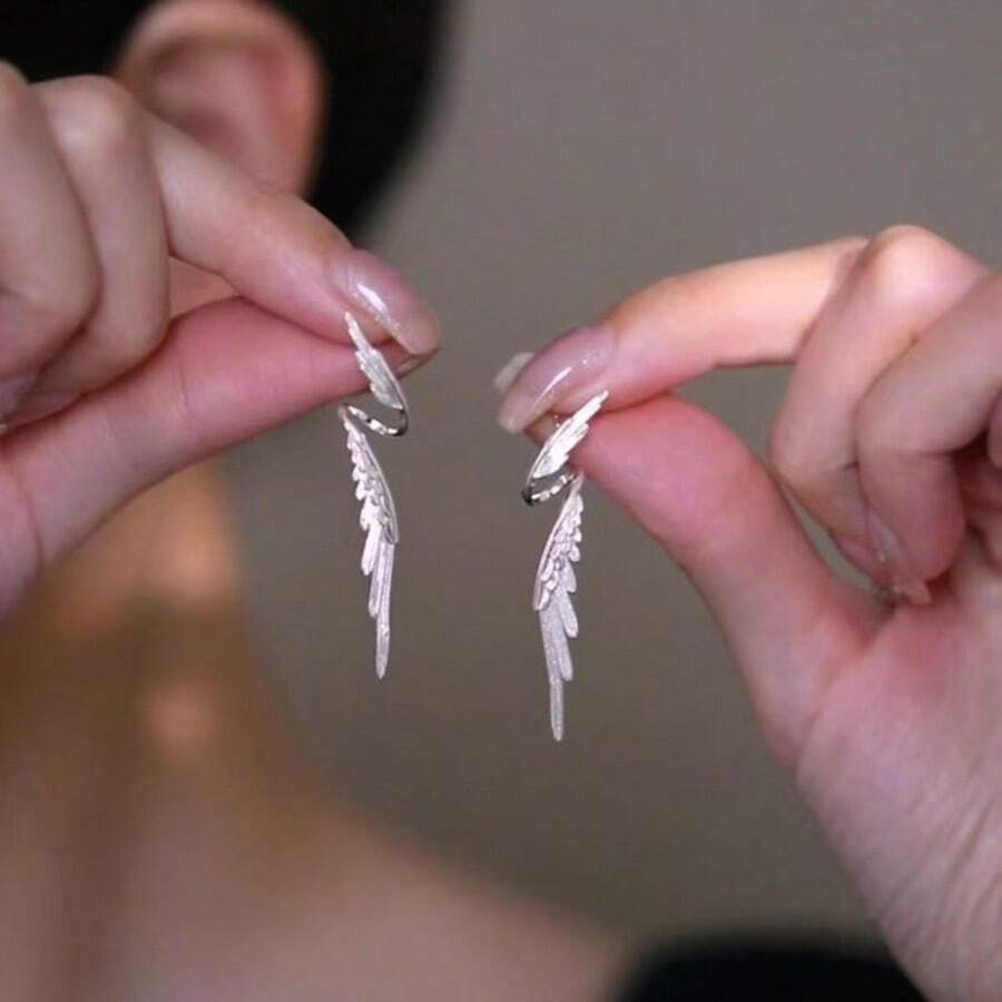 Collar de cadena de clavícula minimalista y delicado con forma de lágrima de pluma, nueva llegada 2026 - Pendientes - Ver 1