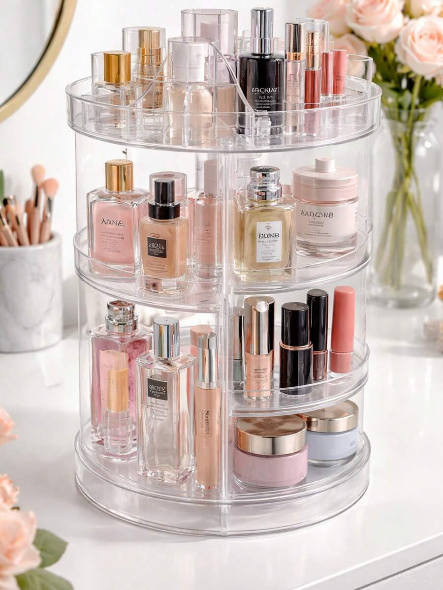 Organizador de Cosméticos Giratorio 360° – Exhibidor Acrílico de Gran Capacidad para Maquillaje y Perfumes ✨ - transparente - Ver 1