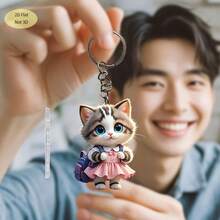 1 móc khóa acrylic 2D dễ thương, phù hợp với nhiều trường hợp, có thể treo trên túi xách, USB, v.v., thiết kế phẳng 2D. - Nhiều màu - Xem 6