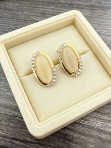 1对经典几何耳钉，百搭新品，欧美风格 - 彩色 - 查看 3