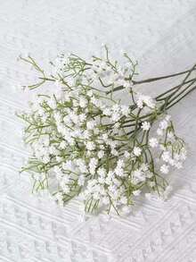 1/6/10 Stück weiße Schleierkraut Künstliche Blumen, Fake Schleierkraut Großpackung, mit Kunststoffstängeln, für Heimdekoration, Tischdekoration, DIY Blumenarrangements, Hochzeits- und Festdekoration, Raumdekoration - Weiss - Übersicht 3