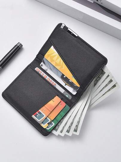 1pc Minimalist Ultra-Thin Credit Card Wallet, For Men & Women, Multi-Compartment Wallet, Multi-Card Slots Business Style Driving License & Credit Card Holder, Geometric Interior Design, Non-Woven, Suitable For Daily Use And Holiday Gifts