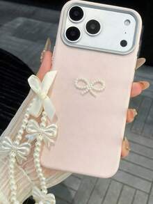 1 chiếc ốp lưng điện thoại da màu hồng dễ thương có nơ, chống sốc, chất liệu da cao cấp, kiểu dáng nữ tính với nơ ngọc trai giả và dây đeo có thể tháo rời, chống sốc, chống trượt, chống trầy xước, tương thích với iPhone 17, 17 Pro, 17 Pro Max, 17 Air, 16, 15, 14, 13, 12, 11, Pro, Pro Max, Plus, S20-S25/FE/Ultra, A56 5G và nhiều hơn nữa. Quà tặng mùa xuân - Hồng - Xem 2