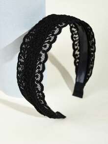 Lace Decor Wide Headband , Hairband, Hair Hoop Headbands, Black ,Home,Skincare Headband Hair Accessories Accessories TWF6 - 黑色 - 查看 4