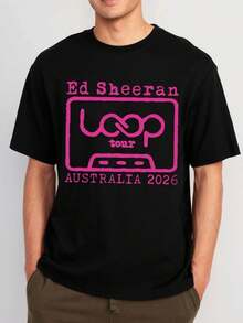 Camiseta Ed Sheeran 2026 Australia Loop Tour Merch para adultos 1 - Negro - Ver 1
