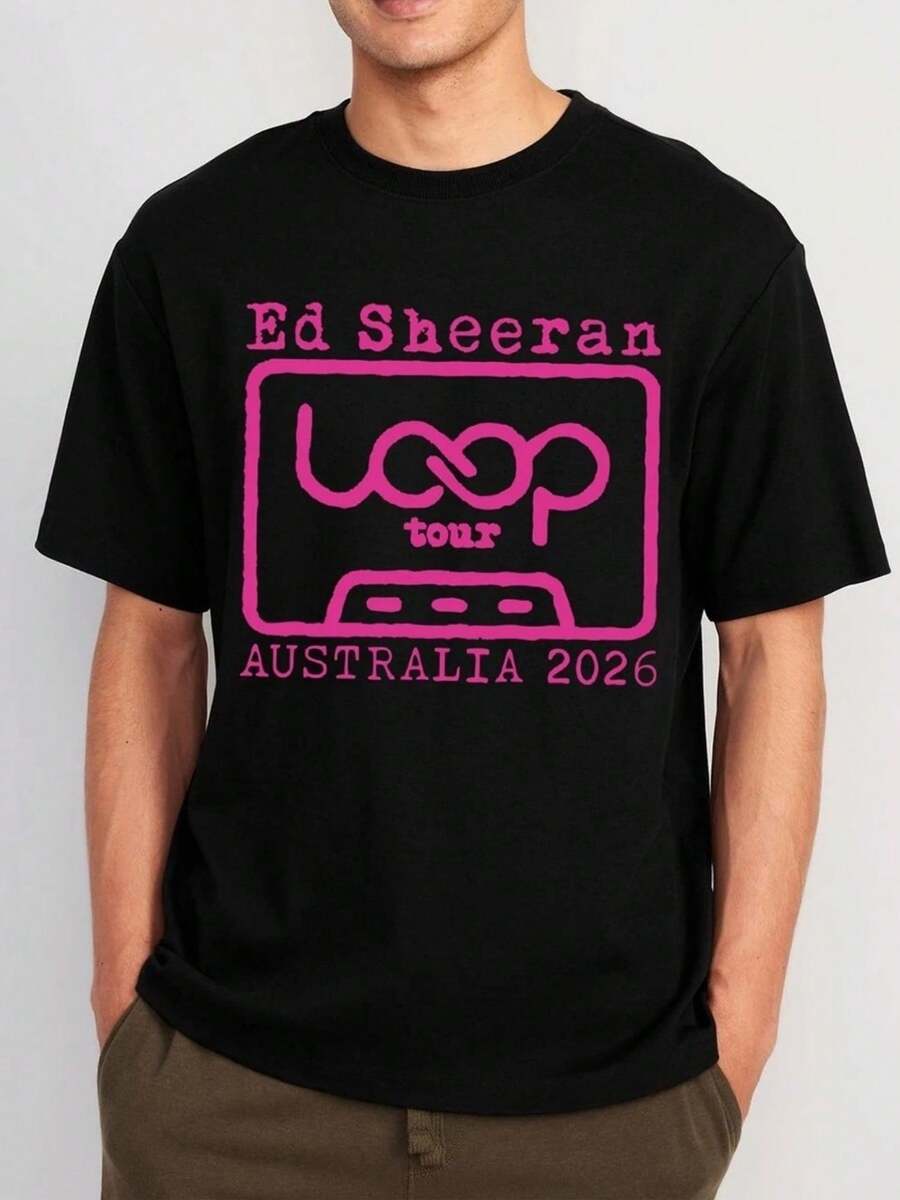 Camiseta Ed Sheeran 2026 Australia Loop Tour Merch para adultos 1 - Negro - Ver 1