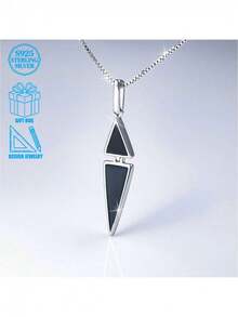 1pc Elegant & Fashionable 925 Silver Resin Triangle Pendant Necklace, Suitable For Women's Daily, Commuting, Also Can Be Given As Holiday Gift - Silver - View 2