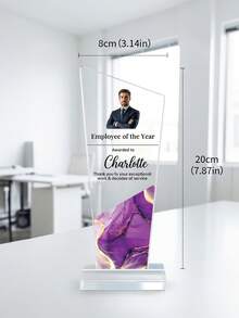 1pc Customize Personalized Acrylic Award Plaque,Custom Photo And Text, Custom Corporate Recognition Trophy,Employee Award Plaque,Retirement Or Appreciation Gift For Staff & Manag - Multicolor - View 7
