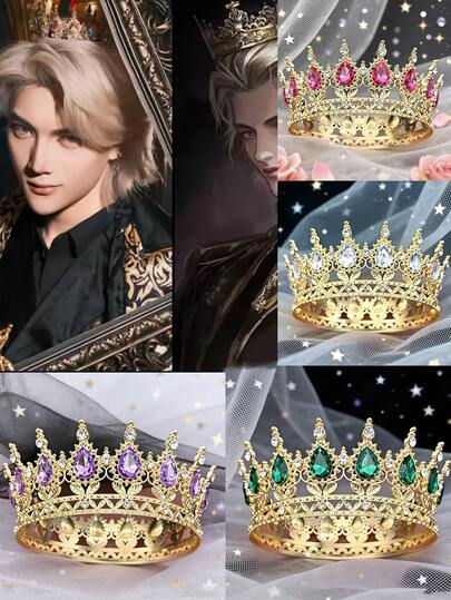 1ชิ้น มงกุฎบาร็อคควีนระดับไฮเอนด์, ที่ประดับเค้กปาร์ตี้, ของขวัญวันหยุด, เครื่องประดับศีรษะเจ้าหญิงหรูหรา, มงกุฎงานเลี้ยงสวมหน้ากากสไตล์ยุโรปและอเมริกา, มงกุฎแต่งงานเจ้าสาว, มงกุฎเจ้าสาวคริสตัลอัลลอยด์, เครื่องประดับชุดแฟนซี, ที่คาดผมเจ้าสาว
