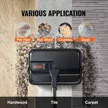 SucceBuy Manual Carpet Sweeper 7.87 In Sweeping Paths 300ml Dustbin Capacity W/ Comb For Home Rugs Hardwood Surfaces Wood Floors - Black - View 7