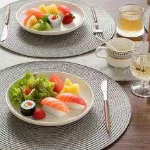 3 piezas/6 piezas Manteles individuales redondos tejidos de 38 cm de colores, manteles individuales redondos de color claro para mesa de comedor, manteles individuales redondos de color verde salvia adecuados para mesa de comedor, comedor redondo, cocina, fiesta de cumpleaños, fiesta de boda, fiesta temática de vacaciones - Multicolor - Ver 10